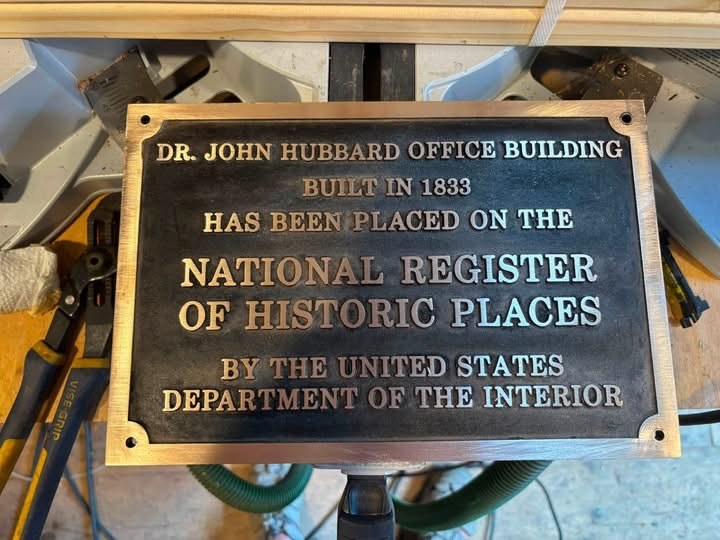 Plaque on Dr Hubbards office